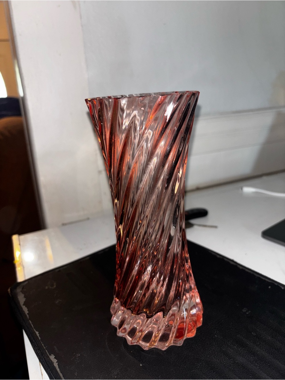 Swirled Pink Glass Vase - Picture 3 of 3